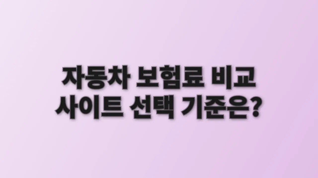 자동차 보험료 비교 사이트 선택 기준은?